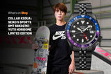 Seiko Automatic SKX GMT Yuto Horigome Limited Edition Black Dial Black Steel Strap Watch For Men - SSK027K1