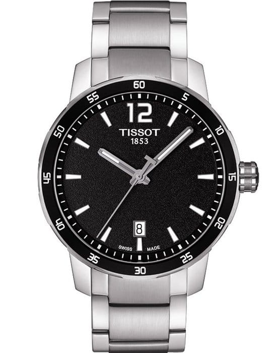 Tissot T-Sport Quickster Black Dial Silver Steel Strap Watch for Men - T095.410.11.057.00