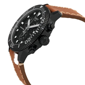 Tissot Seastar Black Dial Brown Leather Strap Watch for Men - T120.417.36.051.00