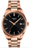 Tissot PR 100 Black Dial Rose Gold Steel Strap Watch for Men - T150.410.33.051.00
