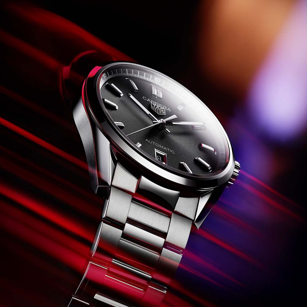 Tag Heuer Carrera Day Date Automatic Black Dial Silver Steel Strap Watch for Men - WBN2010.BA0640