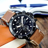 Tissot Seastar Black Dial Brown Leather Strap Watch for Men - T120.417.36.051.00