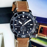 Tissot Seastar Black Dial Brown Leather Strap Watch for Men - T120.417.36.051.00