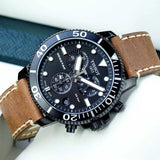 Tissot Seastar Black Dial Brown Leather Strap Watch for Men - T120.417.36.051.00