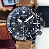 Tissot Seastar Black Dial Brown Leather Strap Watch for Men - T120.417.36.051.00
