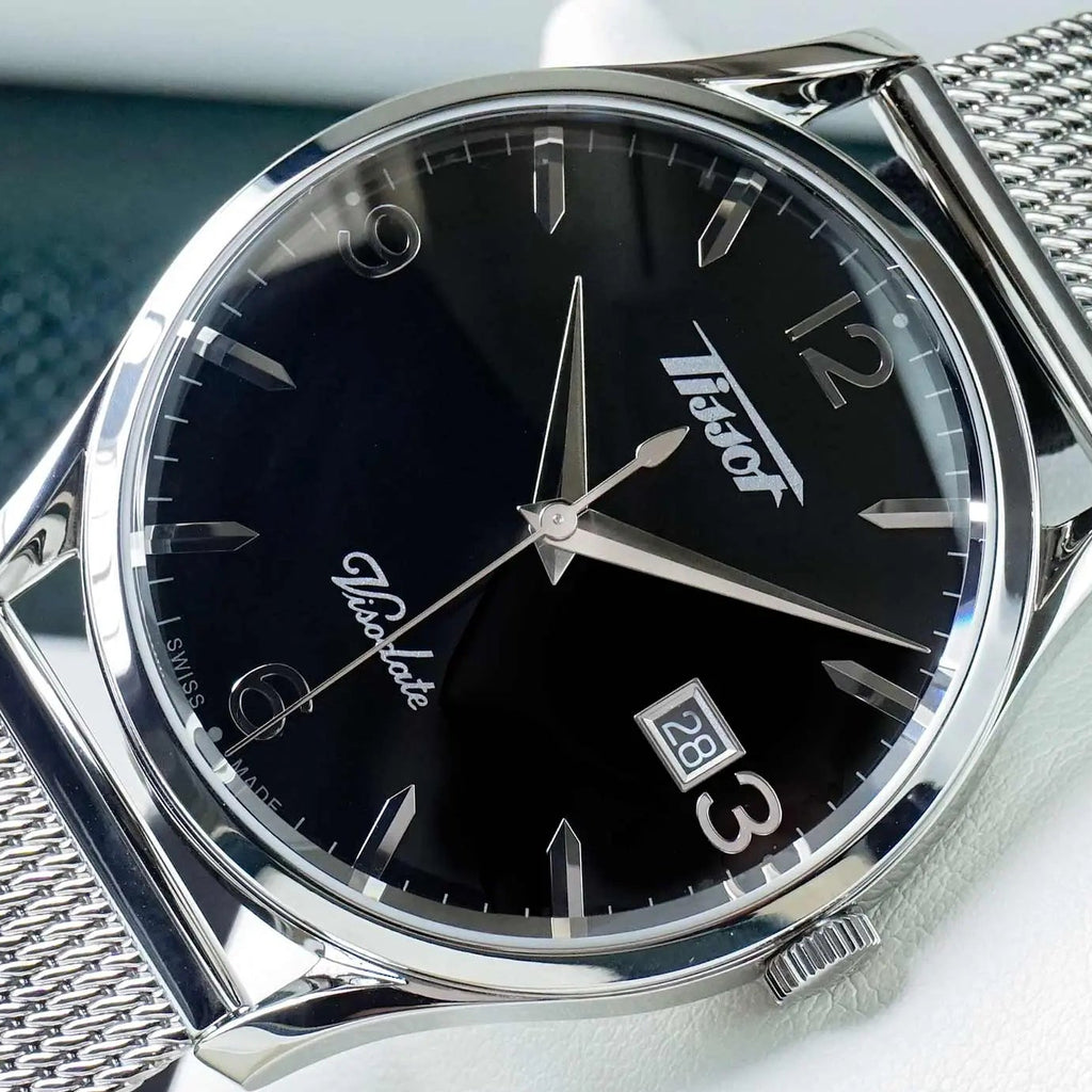 Tissot Heritage Visodate Black Dial Silver Steel Strap Watch - T118.410.11.057.00