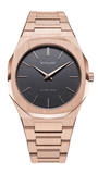 D1 Milano Ultra Thin Grey Dial Gold Steel Strap Watch for Men - D1-UTBJ08