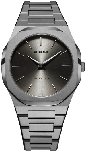 D1 Milano Ultra Thin Anthracite Gray Dial Gray Steel Strap Watch for Men - D1-UTBJ22