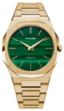 D1 Milano Ultra Thin Malachite Green Dial Gold Steel Strap Watch for Men - D1-UTBJ30