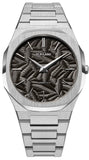 D1 Milano Ultra Thin Ashfield Black Dial Silver Steel Strap Watch for Men - D1-UTBJ32