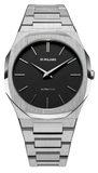 D1 Milano Ultra Thin Matte Black Dial Silver Steel Strap Watch for Men - D1-UTBJ40