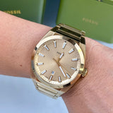 Fossil Everett Gold Dial Gold Steel Strap Watch for Men- FS5965