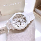 Michael Kors Runway White Ceramic Dial White Steel Strap Watch for Women - MK5161
