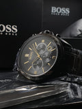 Hugo Boss Driver Chronograph Black Dial Black Steel Strap Watch for Men - 1513277