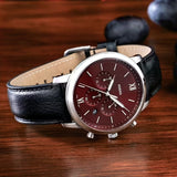 Fossil Neutra Red Dial Black Leather Strap Watch for Men - FS6016