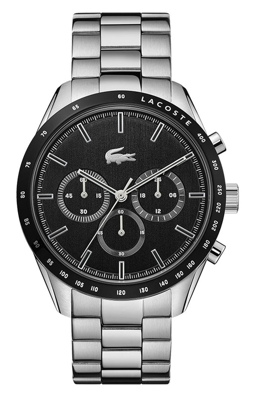 Lacoste Boston Black Dial Silver Steel Strap Watch for Men - 2011079