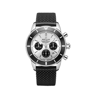 Breitling Superocean Heritage B01 Chronograph 44 Silver Dial Black Mesh Bracelet Watch for Men - AB0162121G1S1