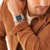 Fossil Inscription Black Dial Silver Steel Strap Watch for Men - FS5933