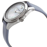Emporio Armani Valeria Silver Dial Blue Leather Strap Watch for Women - AR11032
