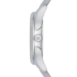 Emporio Armani Valeria Silver Dial Blue Leather Strap Watch for Women - AR11032