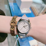 Emporio Armani Valeria Silver Dial Blue Leather Strap Watch for Women - AR11032