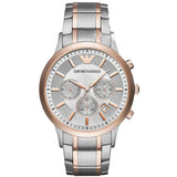 Emporio Armani Renato Chronograph Silver Dial Two Tone Steel Strap Watch For Men - AR11076