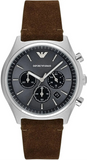 Emporio Armani Zeta Gray Dial Brown Leather Strap Watch for Men - AR11080