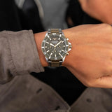 Emporio Armani Diver Chronograph Black Dial Silver Steel Strap Watch For Men - AR11360