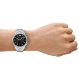 Emporio Armani Ruggero Black Dial Silver Steel Strap Watch for Men - AR11691