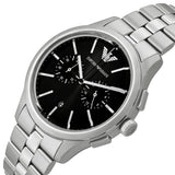 Emporio Armani Ruggero Black Dial Silver Steel Strap Watch for Men - AR11691