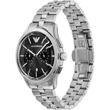 Emporio Armani Ruggero Black Dial Silver Steel Strap Watch for Men - AR11691