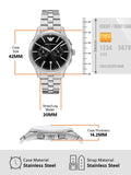 Emporio Armani Ruggero Black Dial Silver Steel Strap Watch for Men - AR11691