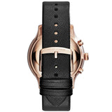 Emporio Armani Alpha Large Black Dial Black Leather Strap Watch for Men - AR1792