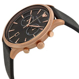 Emporio Armani Alpha Large Black Dial Black Leather Strap Watch for Men - AR1792