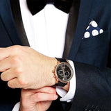 Emporio Armani Alpha Large Black Dial Black Leather Strap Watch for Men - AR1792