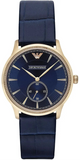 Emporio Armani Alpha Medium Blue Dial Blue Leather Strap Watch for Men - AR1848
