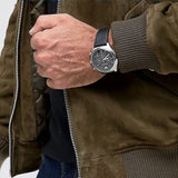 Emporio Armani Zeta Black Dial Black Leather Strap Watch for Men - AR1975