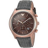 Emporio Armani  Zeta  Brown Dial Gray Fabric Strap Watch for Men - AR1976