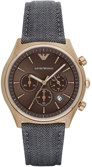 Emporio Armani  Zeta  Brown Dial Gray Fabric Strap Watch for Men - AR1976