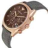 Emporio Armani  Zeta  Brown Dial Gray Fabric Strap Watch for Men - AR1976