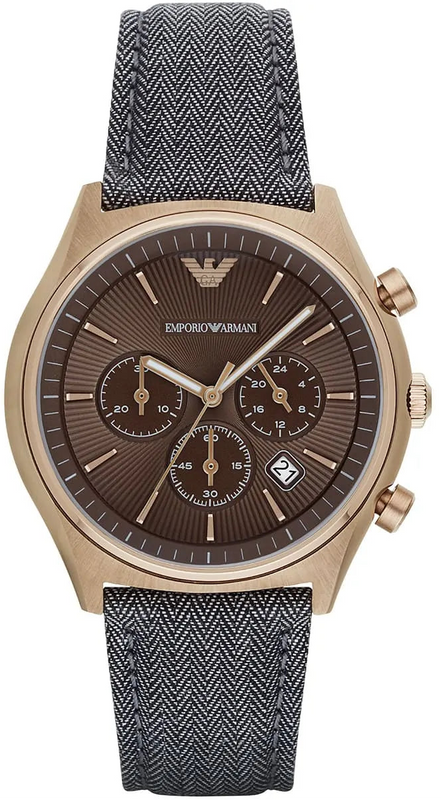 Emporio Armani  Zeta  Brown Dial Gray Fabric Strap Watch for Men - AR1976