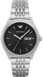 Emporio Armani Zeta Black Dial Silver Steel Strap Watch for Men - AR1977