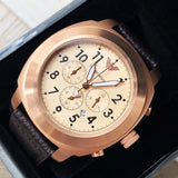 Emporio Armani Ruggero Rose Gold Dial Black Leather Strap Watch for Men - AR6087