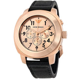 Emporio Armani Ruggero Rose Gold Dial Black Leather Strap Watch for Men - AR6087