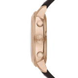 Emporio Armani Ruggero Rose Gold Dial Black Leather Strap Watch for Men - AR6087