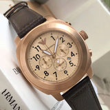 Emporio Armani Ruggero Rose Gold Dial Black Leather Strap Watch for Men - AR6087