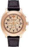 Emporio Armani Ruggero Rose Gold Dial Black Leather Strap Watch for Men - AR6087