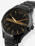 Armani Exchange Hampton Chronograph Black Dial Black Steel Strap Watch For Men - AX2413