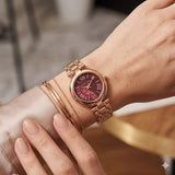 Michael Kors Laney Purple Dial Rose Gold Steel Strap Watch for Women - MKO1084
