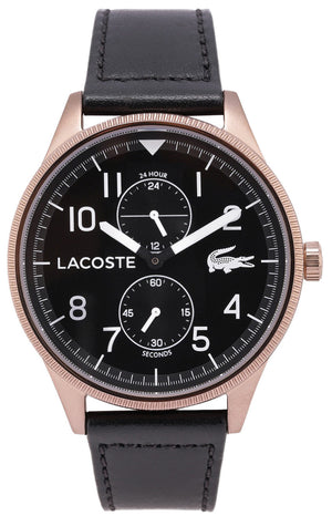 Lacoste Continental Black Dial Black Leather Strap Watch for Men - 2011042